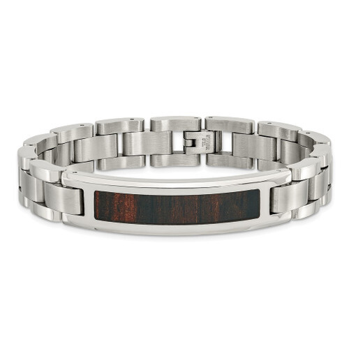 Pulsera Cincel Acero Inoxidable Pulido/Cepillado Madera Negra Esmaltada 52" - Imagen 3 de 5