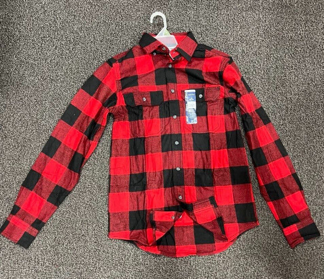 MEN'S LONG SLEEVE FLANNEL BUTTON FRONT SHIRT BUFFALO PLAID- 