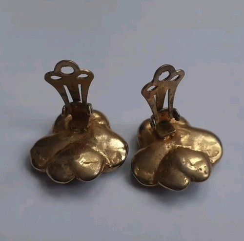Black Gold Flower Clip On Earrings Costume Jewellery - 第 6/6 張圖片