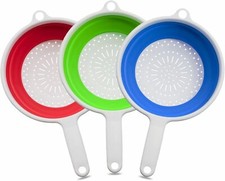 Collapsible Colander Strainer Sieve Long Handle Plastic Kitchen Cooking Baking
