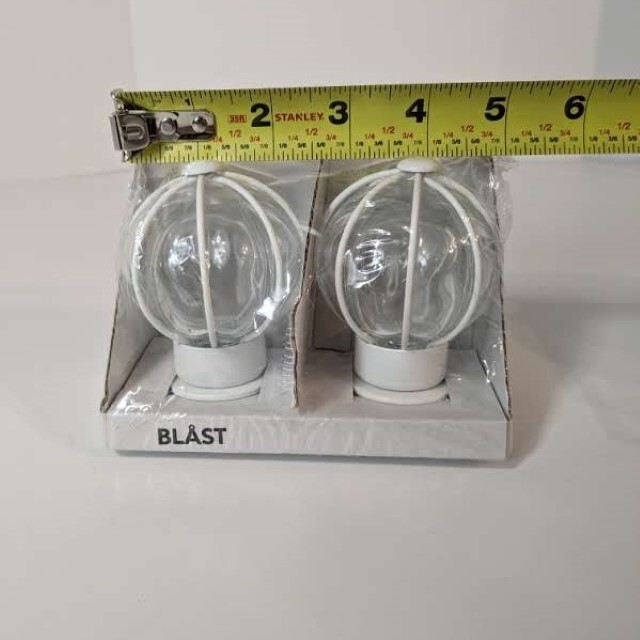 Ikea Blast Glass Globe White Cage Curtain Round Rod Finials Ends Caps