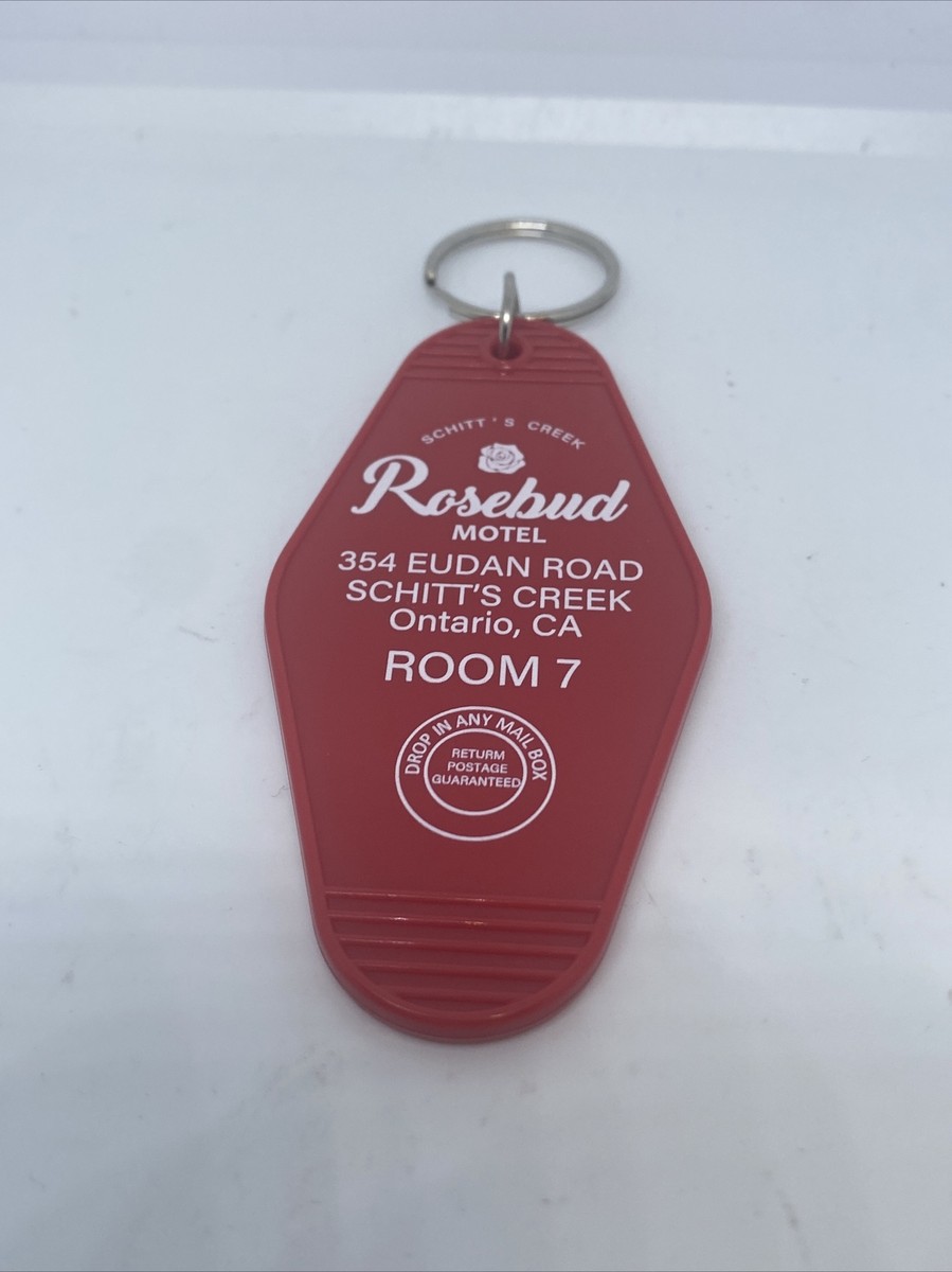Schitt's Creek Rosebud Motel Key Red Rose Keychain Plastic Keyring