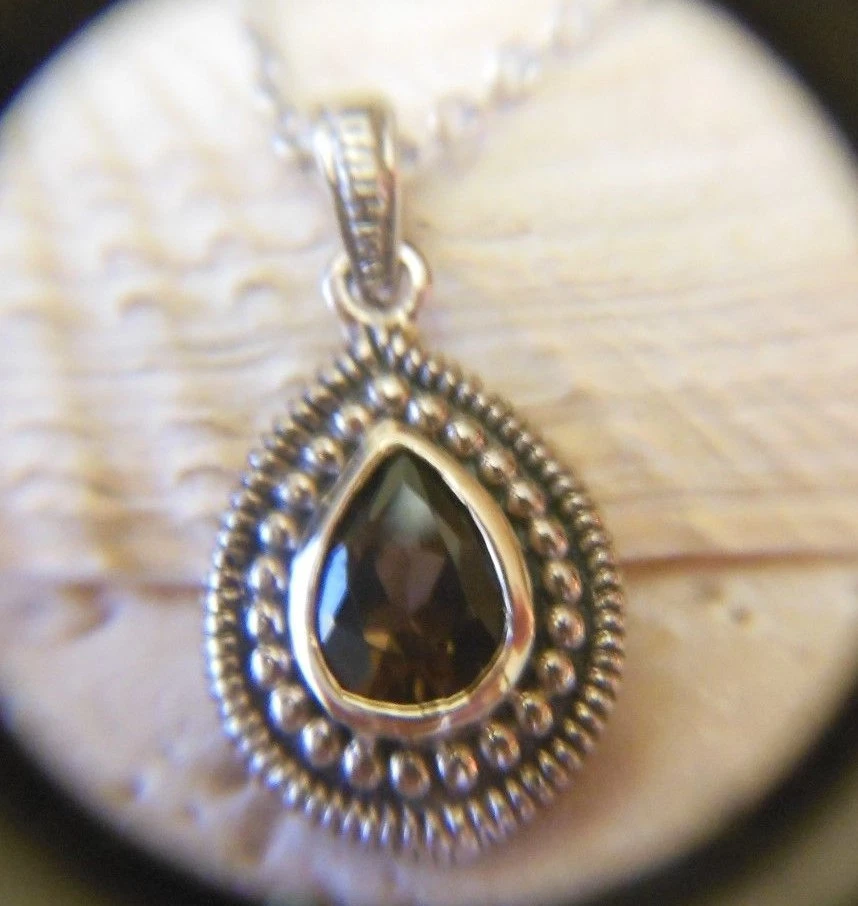 Plata de Ley 925 Oro 14k TOPACIO Bali Lágrima Gota Collar Pendientes Conjunto ¡Regalo! Foto 3 de 4