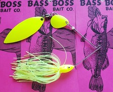BUY TWO-BASS BOSS 1/2 OZ CHARTREUSE SPINNER BAIT WITH WILLOW AND COLORADO BLADES