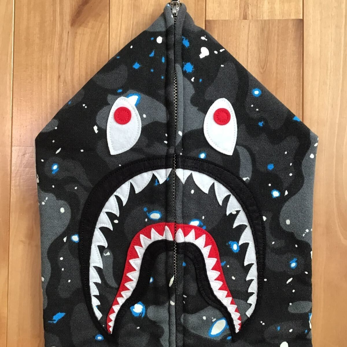 BAPE Glow in the dark Space camo shark full zip hoodie A BAPE Glow in the dark Space camo shark full zip hoodie A