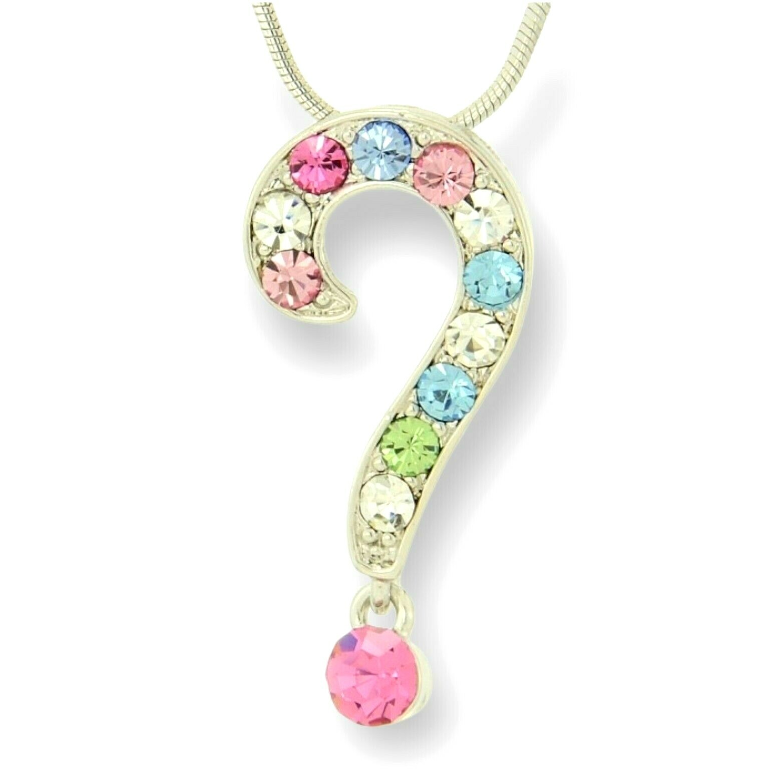 Swarovski Crystal Multi-Color Question Mark Pendant Necklace