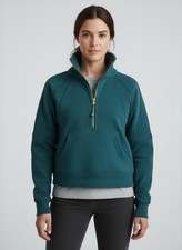 Lululemon Teal 1/2 Zip Mock Neck Sweatshirt Kangaroo Pocket Women's Long Sleeve