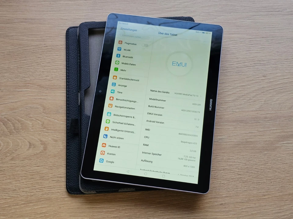 Huawei MediaPad T3 10 AGS-L09 16GB WiFi + LTE - 10" Tablet - Grau mit Hülle