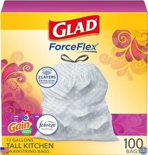 Tall Kitchen Trash Bags, 13 Gallon, Gain Moonlight Breeze, 100 Count