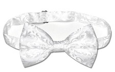 Antonio Ricci Men's BOWTie WHITE Paisley Design Mens Bow Tie for Tuxedo or Suit