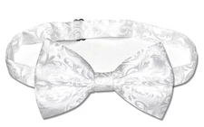 Antonio Ricci Men's BOWTie WHITE Paisley Design Mens Bow Tie for Tuxedo or Suit