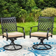 Patio Chairs Set of 2 Outdoor Swivel Dining Chair Rocking Chair with Cushion