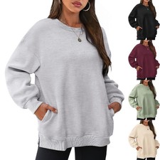 Ladies PLUS SIZE Sweatshirt Fleece Winter Hoodies Baggy Pullover Pockets Tops UK