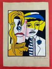 Roy Lichtenstein (Handmade) Drawing On Old Paper signed and stamped