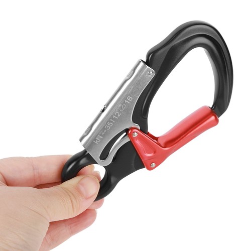 (Schwarz Rot) 35KN Kletterkarabiner Clips D-förmige Schwerlastkarabiner Fü - Afbeelding 17 van 24