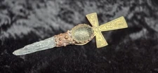 Gorgeous Ankh Crystal Wand Athame: Lemurian Citrine Brass Copper - Egypt Ritual 