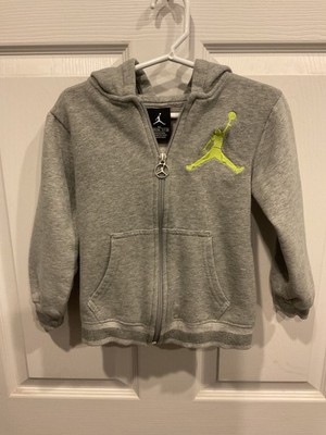 Air Jordan Childrens Full-Zip Hoodie Size 4T (3-4 Yrs) Gray with Green Logo