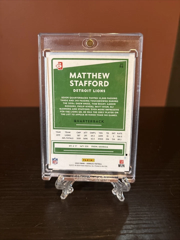 MATTHEW STAFFORD 2020 Donruss RED Press Proof VARIATION #96 Lions RAMS FREE SHIP - Image 2 of 2