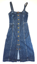 Madewell Denim sleeveless button down midi tank dress blue cotton Sz 00