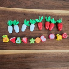 Montessori Wood Pretend Play Food Toy Fruit Vegetables Carrot Harvest 18 Pieces