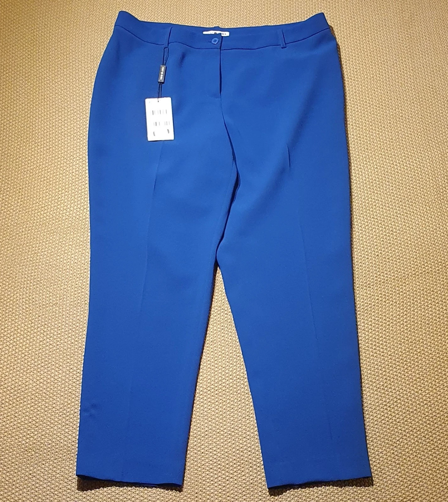 NEW Punt Roma Women's Blue Tapered Capri Trousers Size 16 W35 L28 Tailored Pants