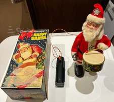 VINTAGE 1950s CRAGSTAN BATTERY POWERED HAPPY SANTA  W/ BOX WORKS! CHRISTMAS