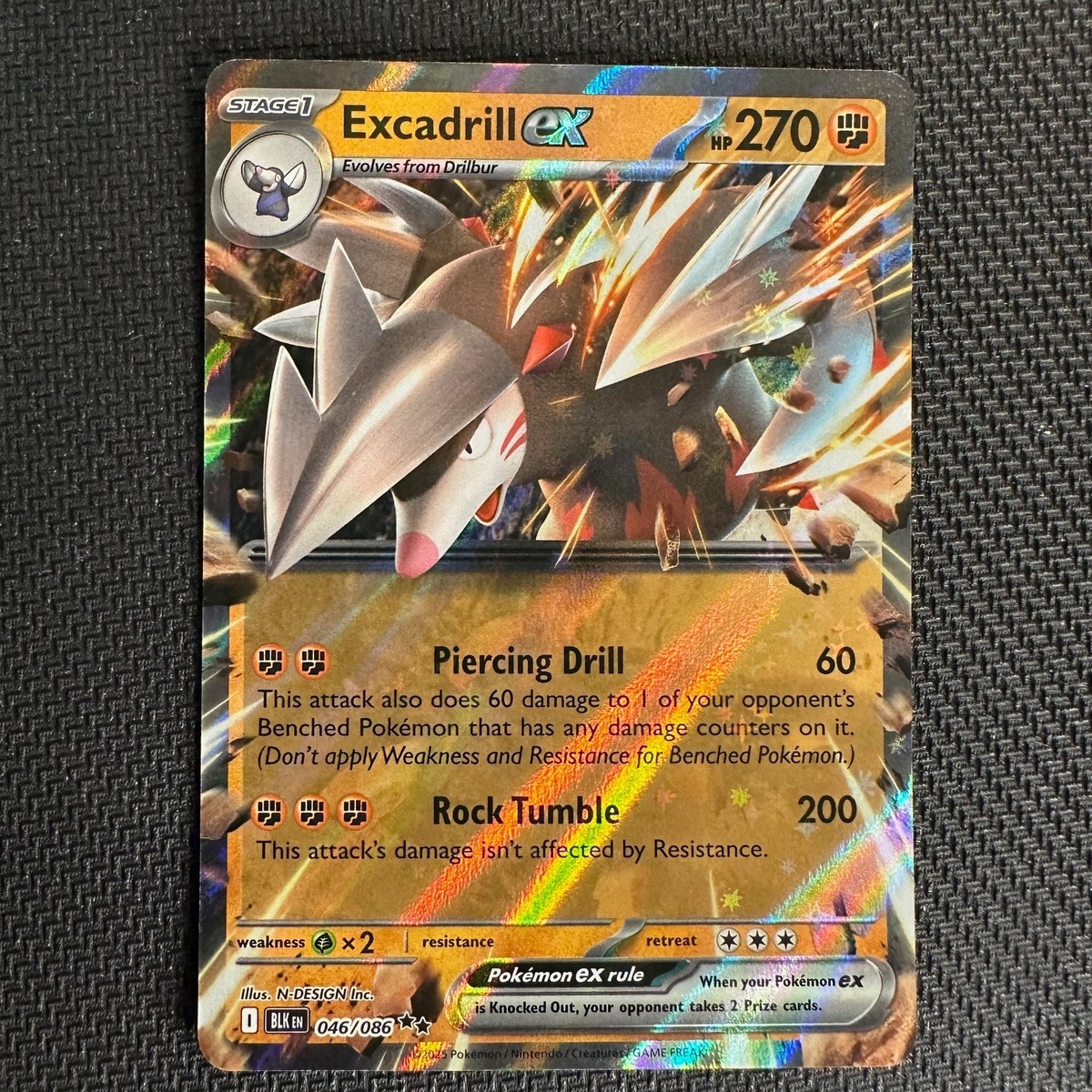 EXCADRILL EX 046/086 BLACK BOLT POKEMON ENGLISH (DOUBLE RARE, NM