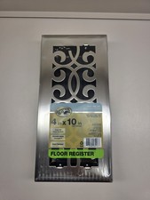 1 NEW Hampton Bay Classic Scroll 4"x10" Steel Floor Register, Brushed Nickel