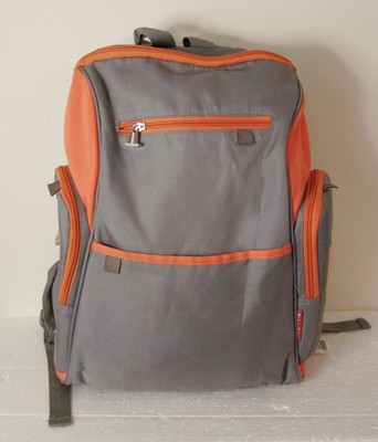 Orange & Grey Fisher Price Diaper Bag Backpack with Wrapper and Wipes Container