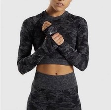 Gymshark Camo Seamless Long Sleeve Crop Top Gym Workout Athletic Size Small