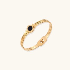 Eclipse Mesh Gold Bracelet & Black Mother of Pearl Centerpiece