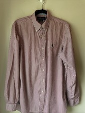 Ralph Lauren Large Classic Fit Striped Long Sleeve Button Up Shirt MED Blue Pony