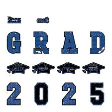 14-Piece Blue Graduation Yard Signs with Stakes for Class of 2025 Celebrations