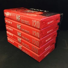 5 Sony HF 120 Audio Cassette 120 Minutes Blank Tapes IECI Type I Lot Set SEALED