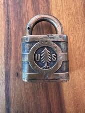 Vintage US Forest Service Yale Pine Tree Brass Lock and Key