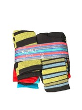 K. Bell Kids Boys Quarter Socks 12 PACK Assorted Colors Size 10-13 NWT