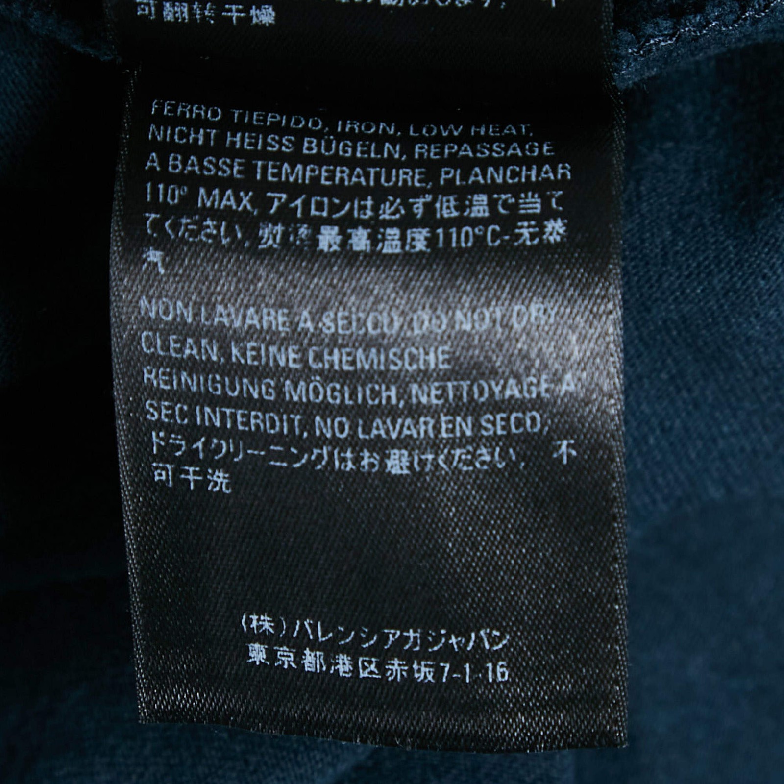 Balenciaga Navy Blue Logo Embroidered Cotton TShirt XS thumbnail 6