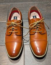 Bruno Marc Men Oxford Dress Shoes 7.5 Brown Cap Toe Lace-Up Leather Lined Formal