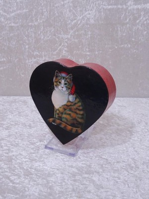 vvvG3X - Herz Dose Pappe Katzenmotiv - Vintage - 14 cm