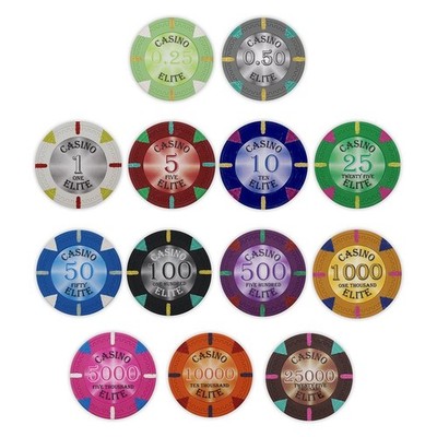 Bulk 500 Casino Elite Clay Poker Chips - 14 Gram - Pick Your Denominations