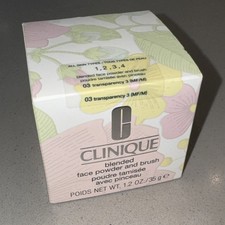 Clinique Blended Face Powder and Brush 1.2 oz/35 g Full Size 03 Transparency NIB