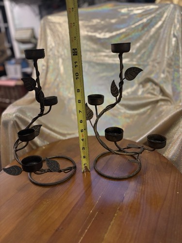 Schmiedemetall 4-Votivkerzenhalter Aufsteller Skulptur Turm Efeu Blatt Ranke Set 2 - Bild 3 von 14