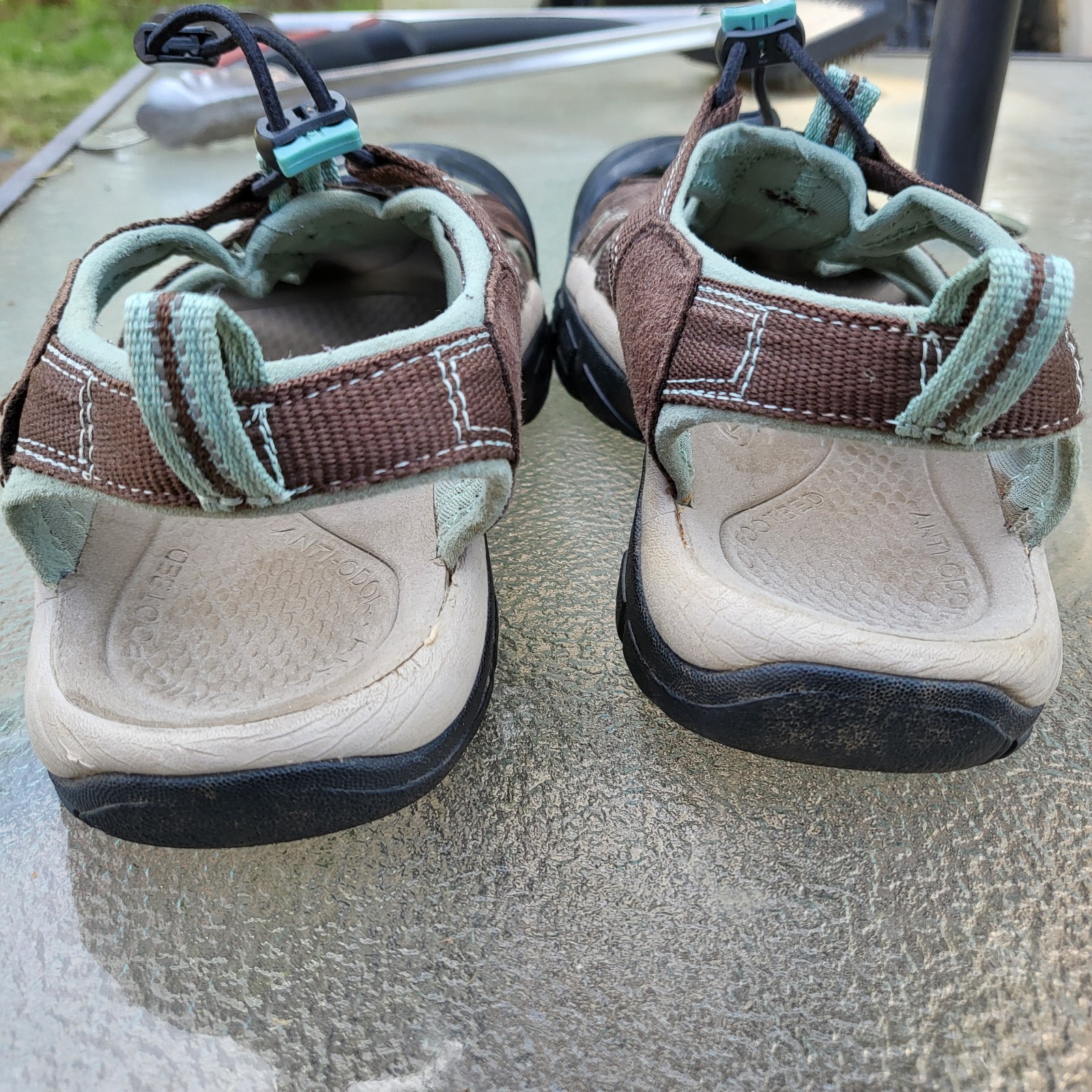 Sandali sportivi KEEN donna taglia 8 Whisper impermeabili marrone e verde acqua escursionismo outdoor