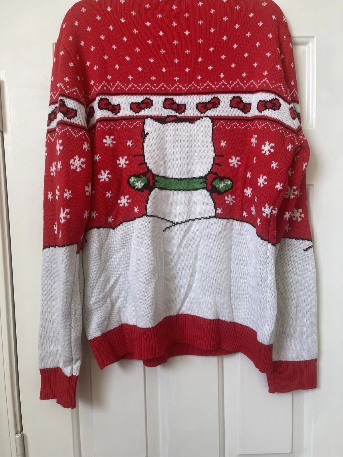 Hello Kitty Ugly Christmas Sweater Women Size Large Red White Very Cute