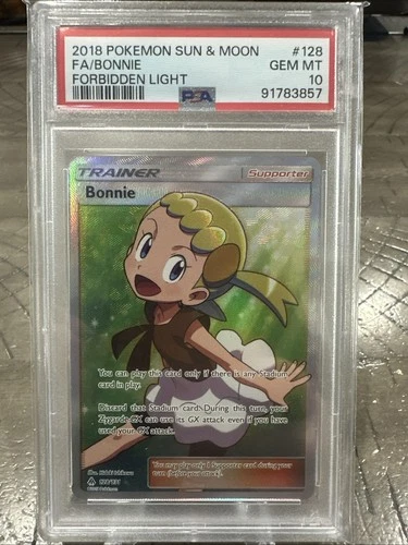 2018 POKEMON SUN & MOON FORBIDDEN LIGHT #128 FULL ART/BONNIE PSA 10
