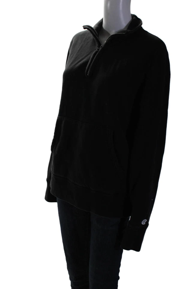 Todd Snyder + Champion Womens Cotton Black Half Zip Pullover Sweatshirt Size M - Image 2 of 4