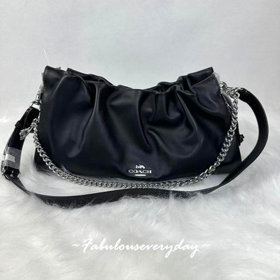 Coach Faye Large Shoulder Bag In Leather/Black Crossbody Chain Strap CCE68 NWT