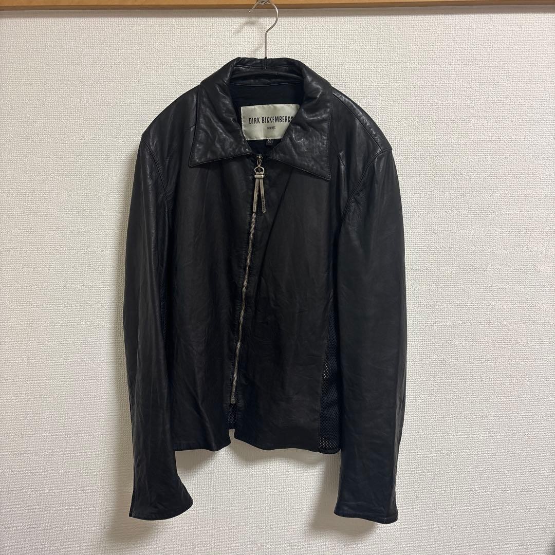 Dirk Bikkembergs, DIRK BIKKEMBERGS Leather Mesh Jacket 50 M Black Vintage 1996 Rare