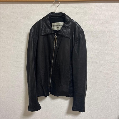 Dirk Bikkembergs, DIRK BIKKEMBERGS Leather Mesh Jacket 50 M Black Vintage 1996 Rare