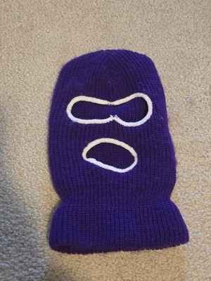Children's Purple Knitted Ski Mask Winter Warmth 